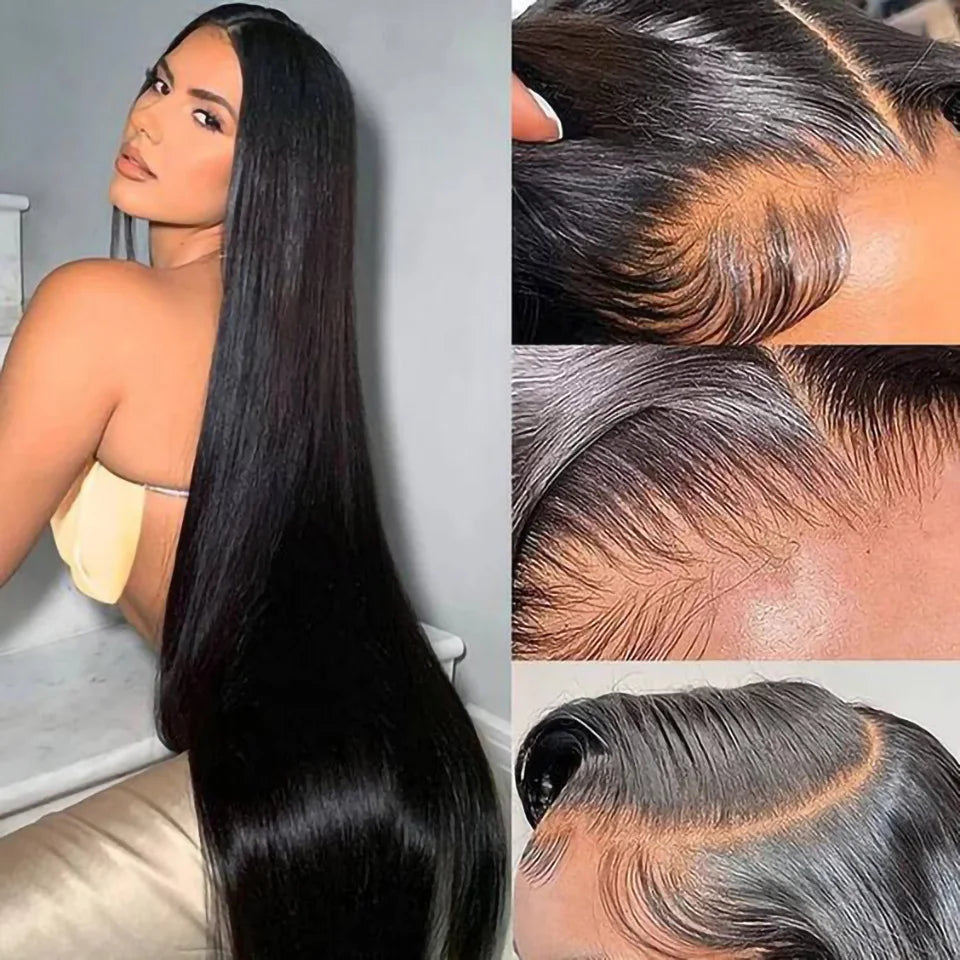 HD Lace Front Human Hair Wigs Straight 13x6 Transparent Lace Frontal Wigs 30 40 inches Pre Plucked 13x4 Lace Wigs For Women