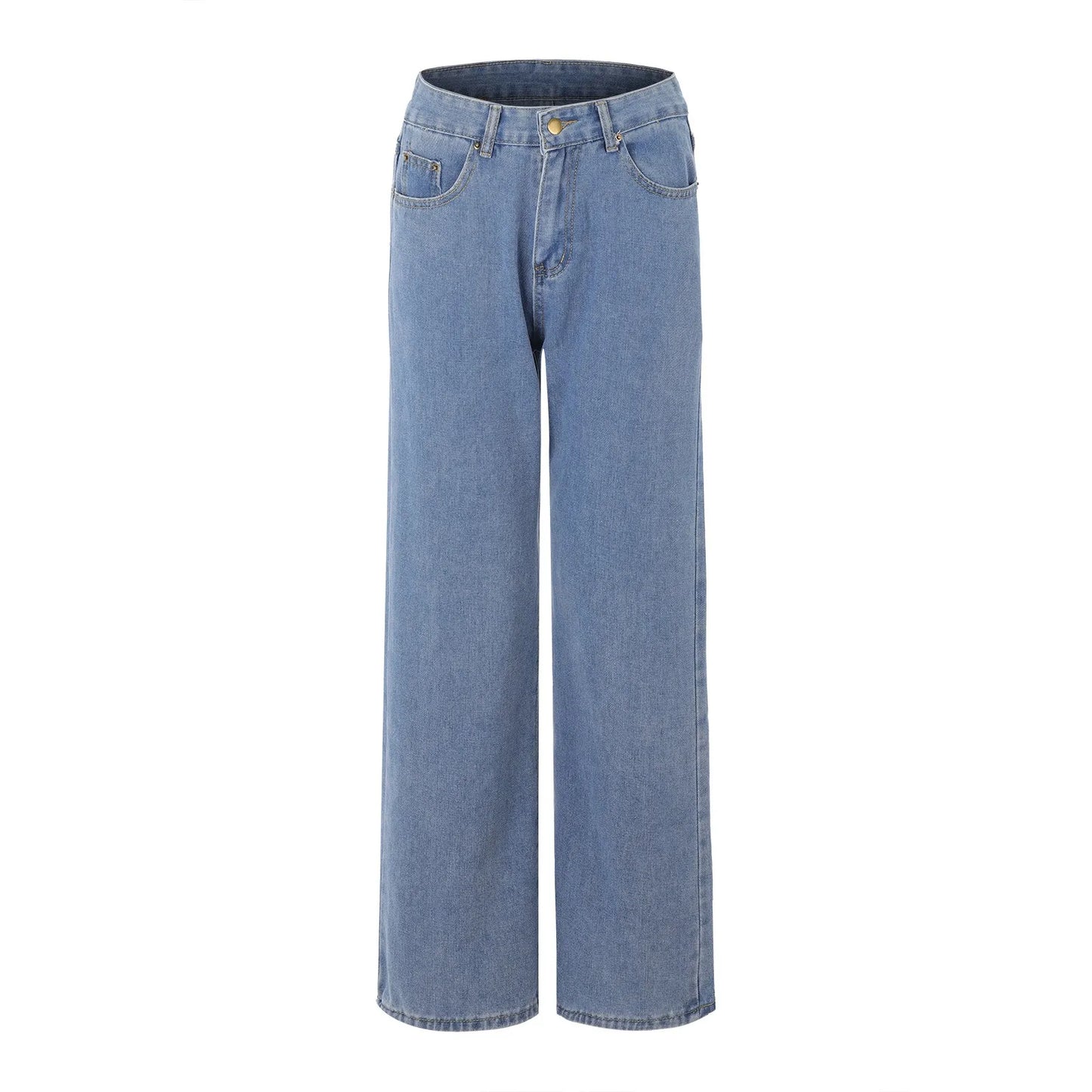 Women'S Overalls Outdoor Jogging Jeans Casual Fashion High Waist Hip Ripped Slim Fashion Jeans Wide Leg Denim Clothing Blue