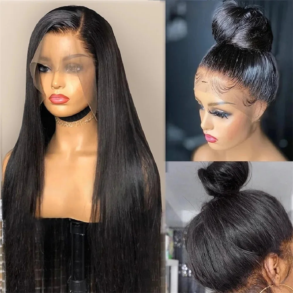 Transparent Bone Straight Frontal Wig Human Hair 360 HD Full Lace Wig Bone Straight 13x4 Lace Front Human Hair Wigs For Women