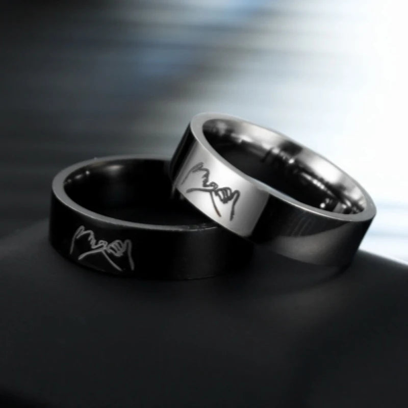 Fashion Titanium Steel Couple Rings With Letters I LOVE YOU Inside Jewelry Gifts For Love Couples Black And White Two Styles