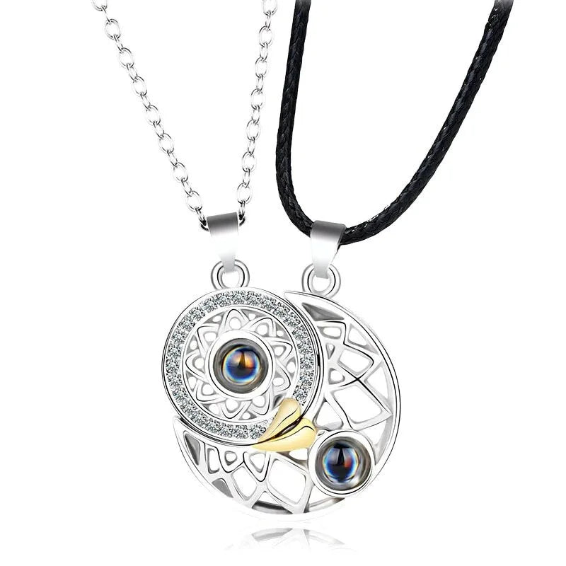 Korean Fashion Magnetic Couple Necklace Sun And Moon Pendant For Lovers Gothic For Men Women Creative Trend Party Gift Jewelry