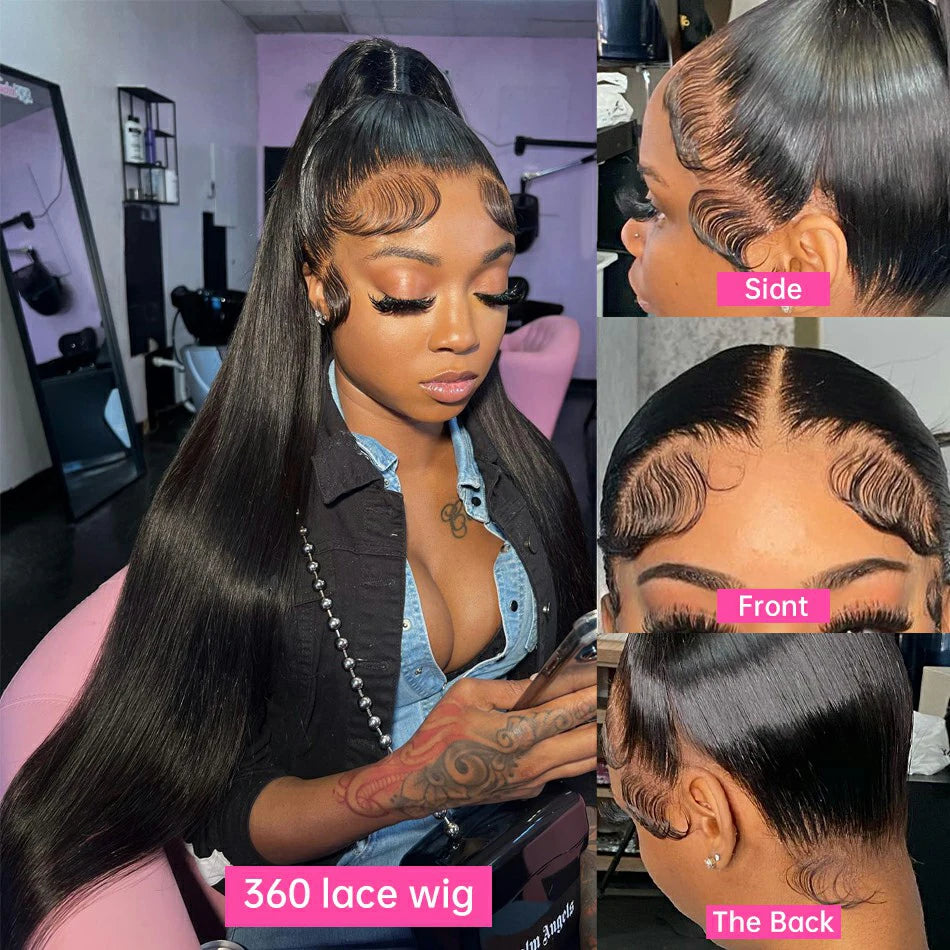 360 Full Lace Wig 13X4 Transparent Lace Front Human Hair Wigs For Women 30 36 Inch Brazilian Bone Straight 13x6 Lace Frontal Wig