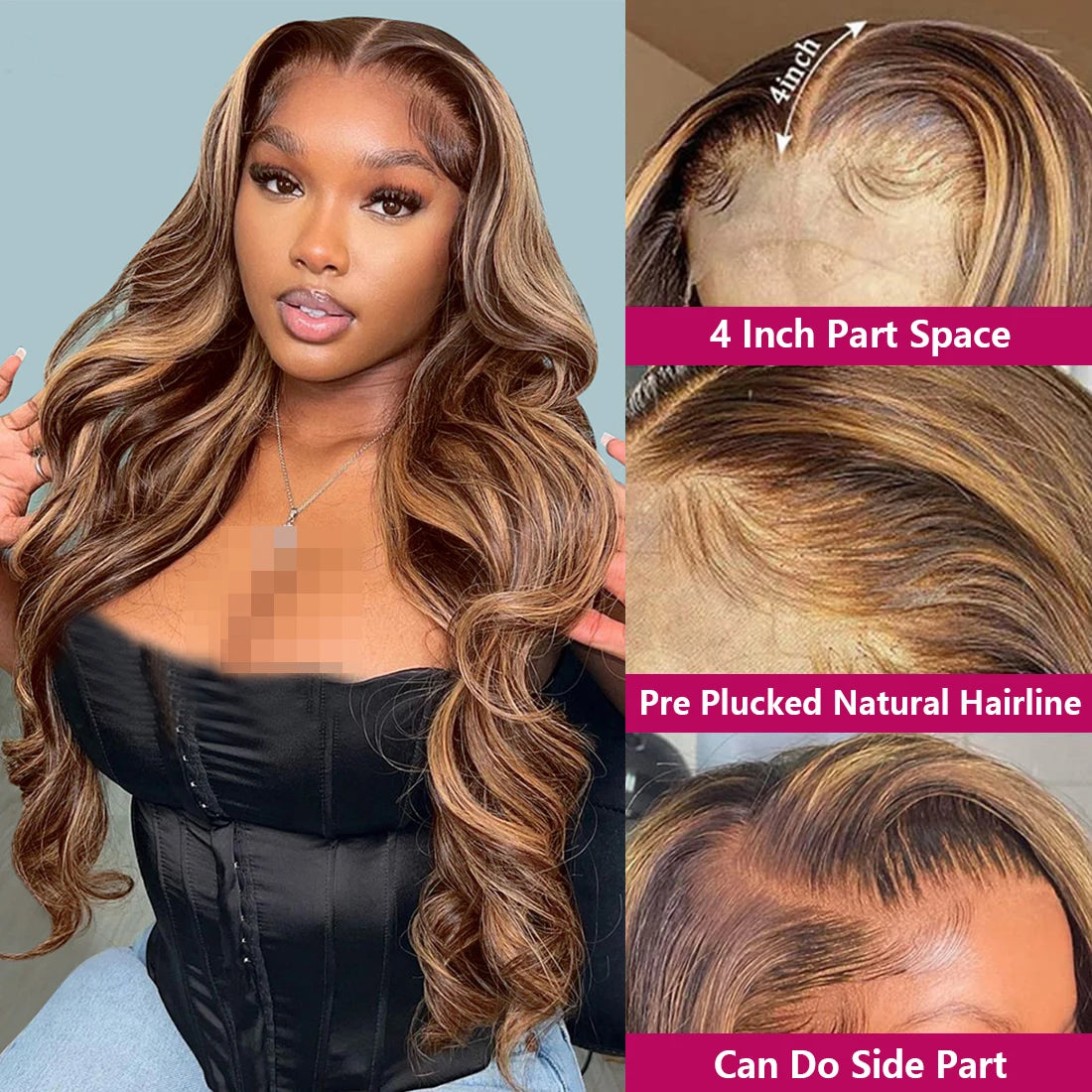Ombre Highlight Wig Brazilian HD Lace Front Human Hair Wigs For Women 13x4 Honey Blonde Body Wave 13x6 Full Hd Lace Frontal Wigs