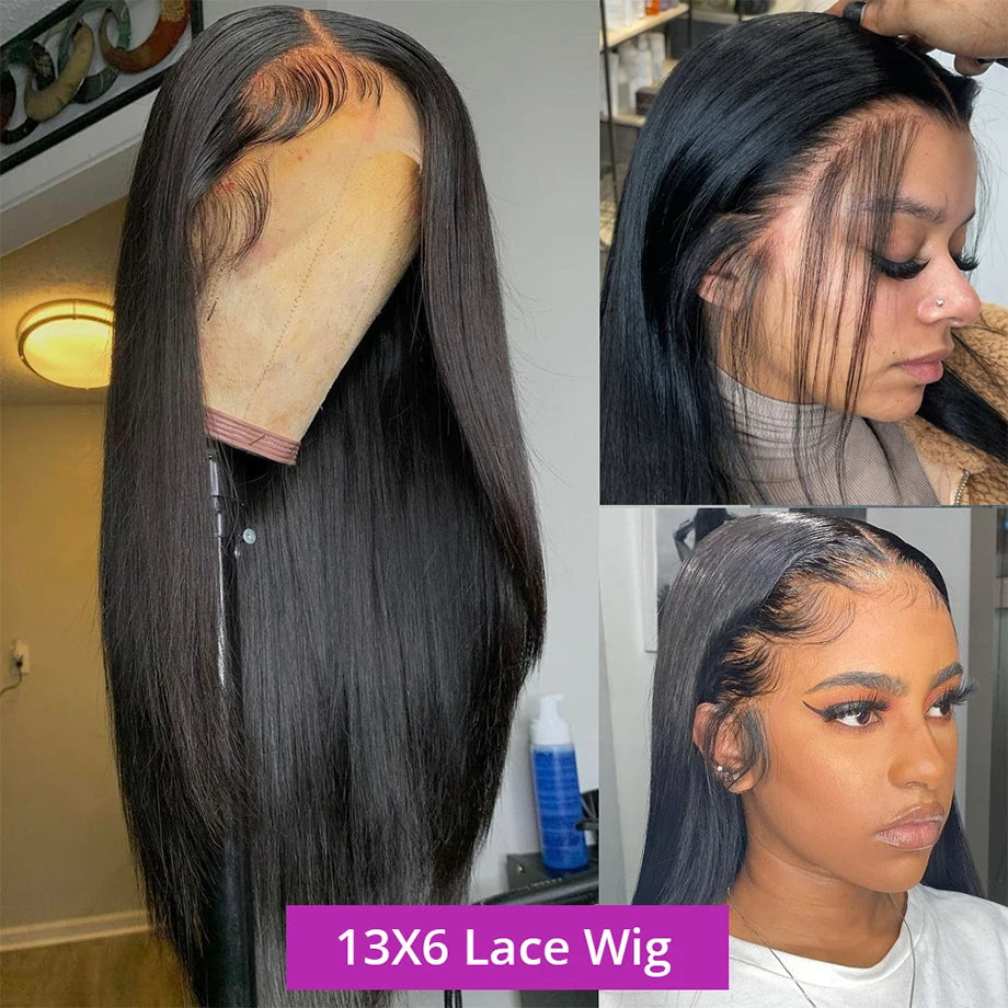 360 HD Full Lace Human Hair Wig Bone Straight 13x6 Lace Front Wig 13x4 HD Transparent Lace Frontal Wigs For Women Closure Wig