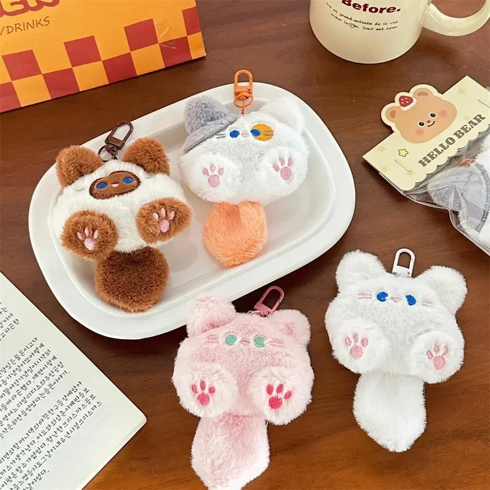 Cute Plush Cat Doll Pendant Key Chain for Girls Backpack Stuffed Keychain Soft Toy Couple Bag Kawaii Keychain Decorative Gifts