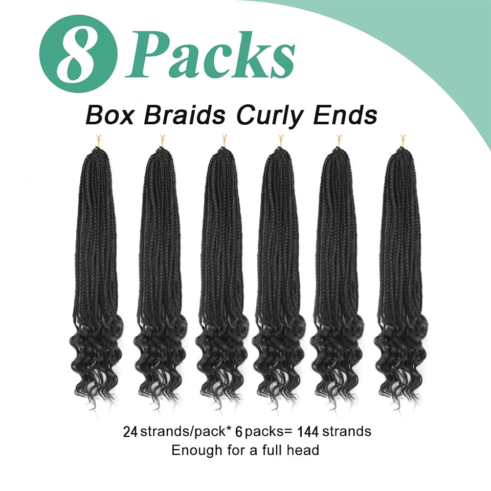 6 Packs Pre Looped Crochet Box Braids Hair With Curly Ends 18 24 30 Inch Goddess Box Braids Synthetic Hair Extensions For Woman