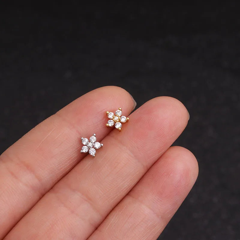 Fashion 316 Stainless Steel Mini Zircon Cartilage Piercing Stud Earring For Women Helix Tragus Piercing women's Body Jewelry 1pc