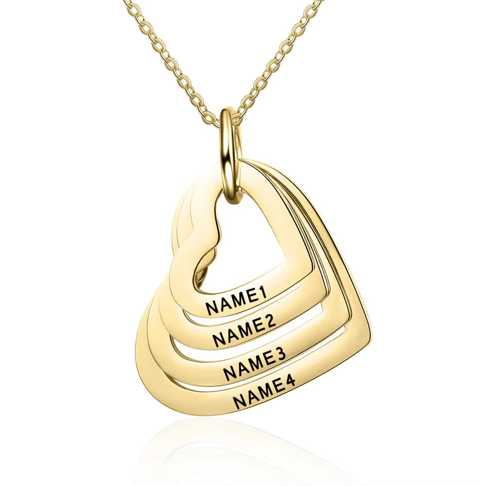 2023 Custom Stainless Steel Engraved Name Necklace For Lover Family Gift Personalized Heart Pendant Jewelry