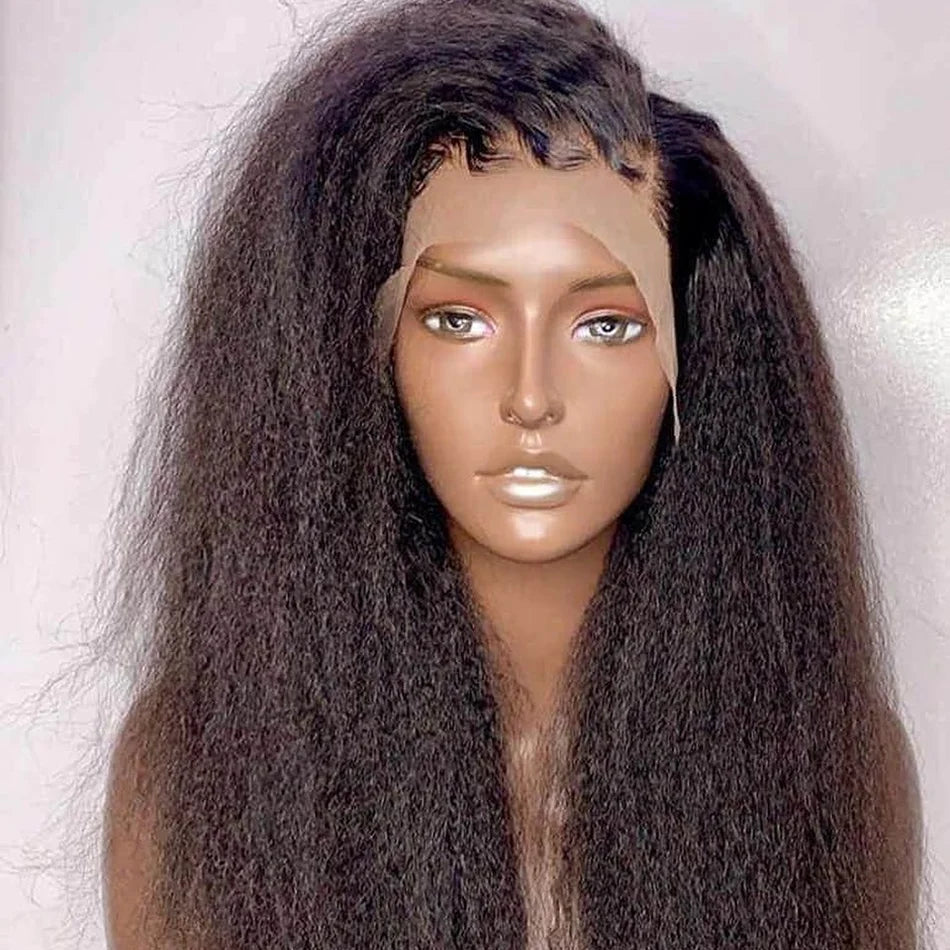 30 34 Inch 13X4 Yaki Kinky Straight Lace Front Human Hair Wigs Brazilian Lace Closure Wigs For Women Pre Plucked Lace Front Wig
