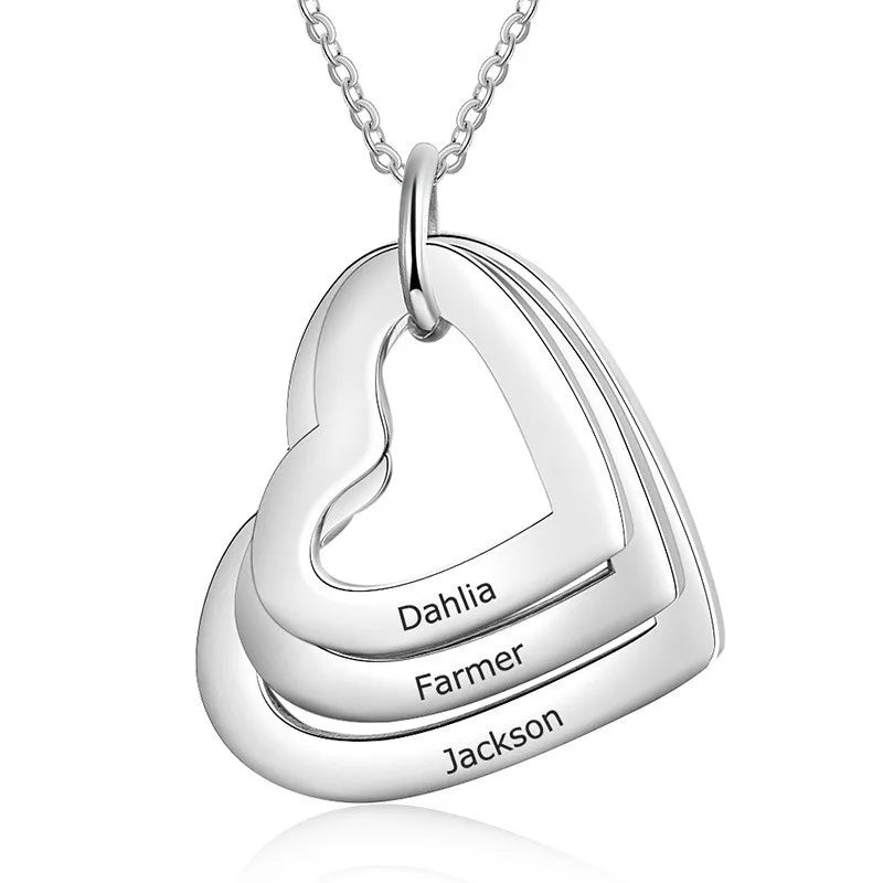 2023 Custom Stainless Steel Engraved Name Necklace For Lover Family Gift Personalized Heart Pendant Jewelry