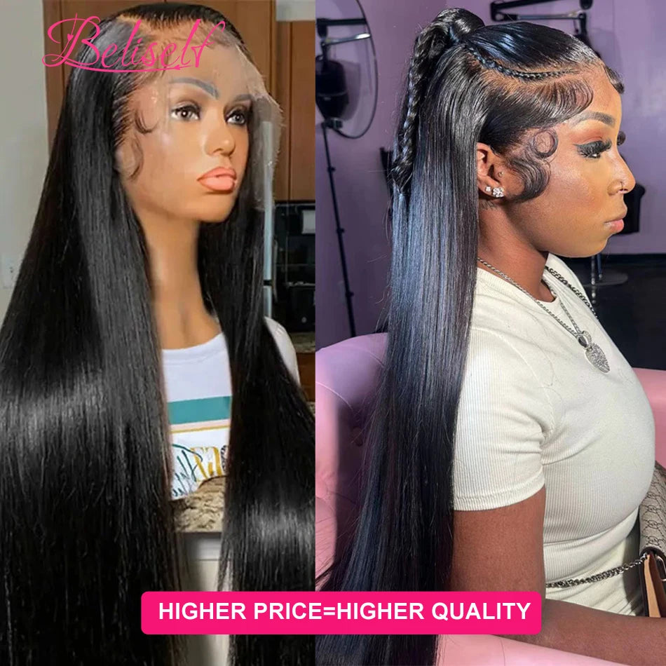 13x6 HD Lace Frontal Wig Bone Straight Human Hair Wigs Pre Plucked HD Lace Wig 13x6 Human Hair Full Frontal Wigs Beliself Hair