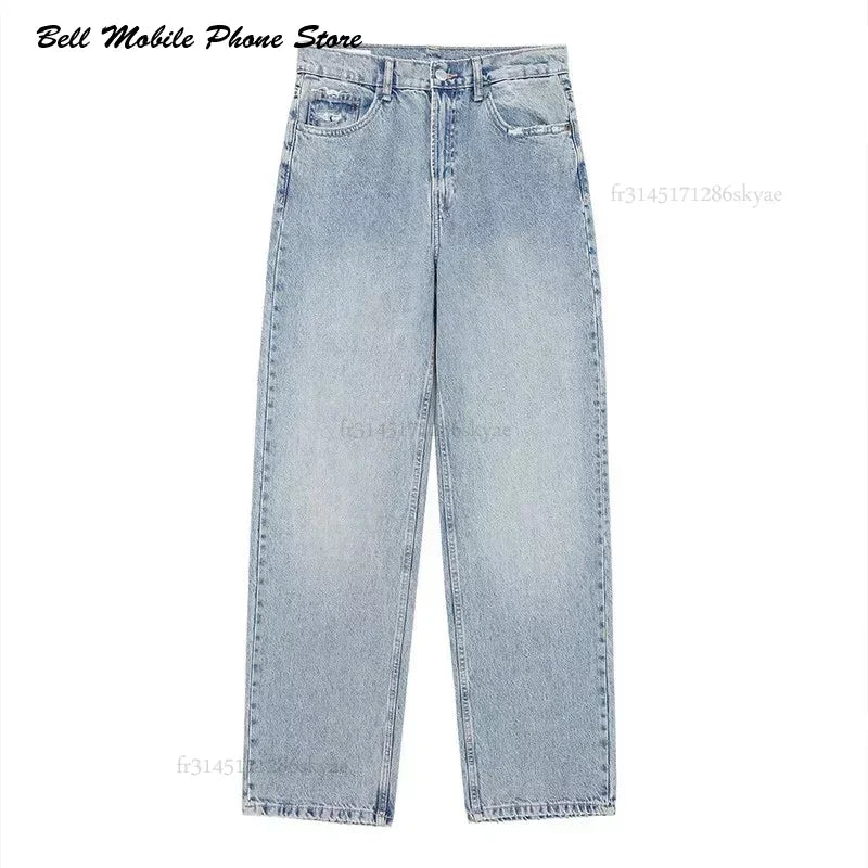 Women's Fashion Jeans Solid Colour Loose Trousers Gradient Colour Casual Streetwear Pant Broken Holes Decorated Jeans
