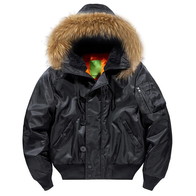 Fur Collar Winter Jackets Men Padding Thick with Hat Coat Bomber Jacket Man Short Clothing Streetwear Parka