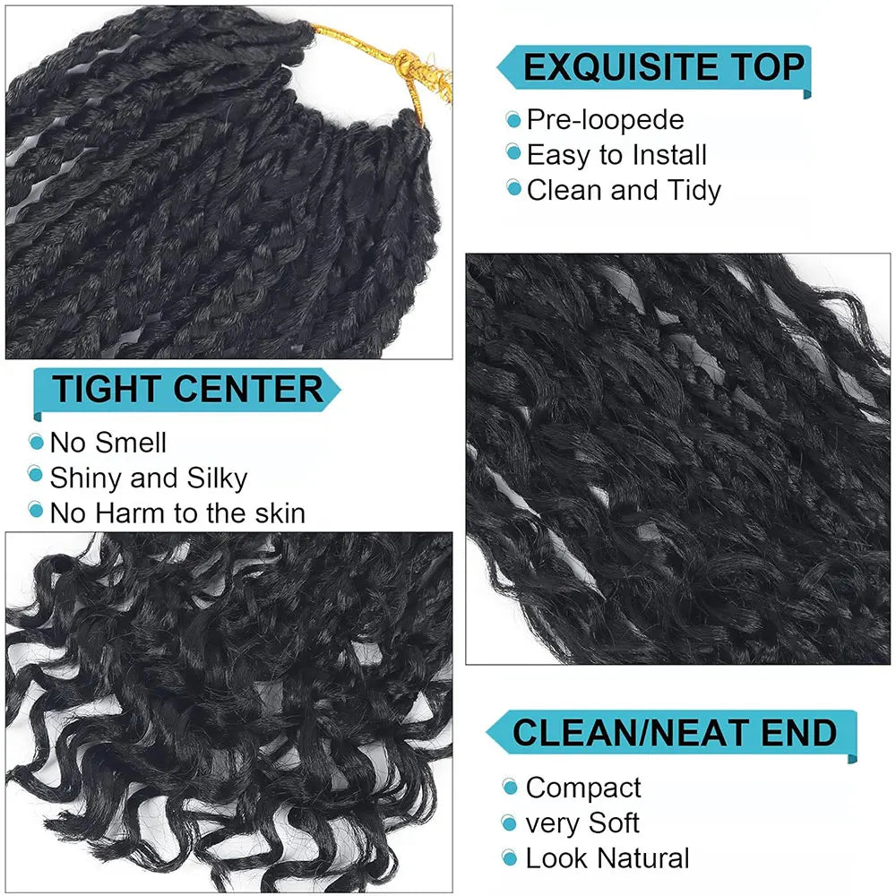 Goddess Bohemian Crochet Hair 14 8Packs Crochet Boho Braids Box Braids With Curly Ends Synthetic Crochet Hair For Black Women