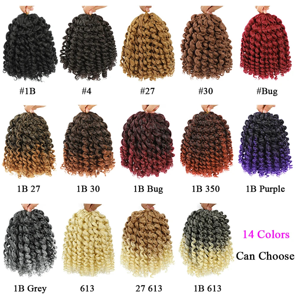Jamaican Bounce Wand Curl Crochet Hair 1-5 Packs Deal 8 Inch Jumpy Wand Curl Crochet Hair Synthetic Curly Crochet Hair For Women