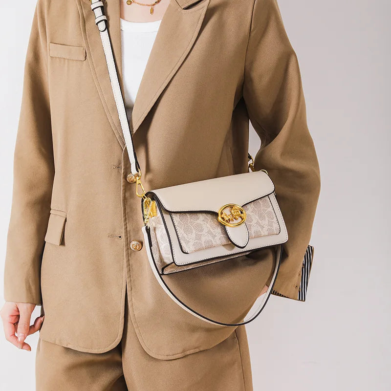 Fashion Texture Shoulder Crossbody Bag Retro Printing Women's Handbag Simple Versatile Commuter Bag PU Material