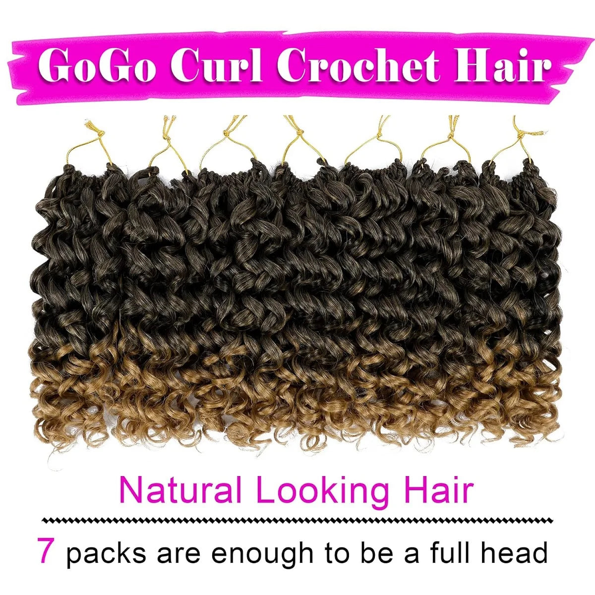 7 Packs GoGo Short Curl Crochet Hair 12 Inch for Women Beach Water Wave Deep Twist Synthetic Braiding Extensions(55g/pack,7pacs)