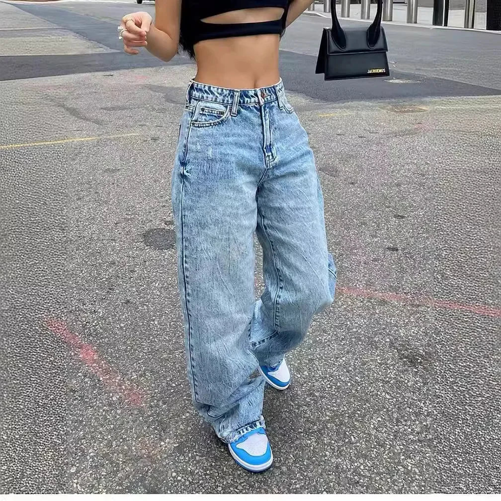Fashionable Slim Fit Jeans For Women European American Export High Quality Cotton Twill Denim Trousers