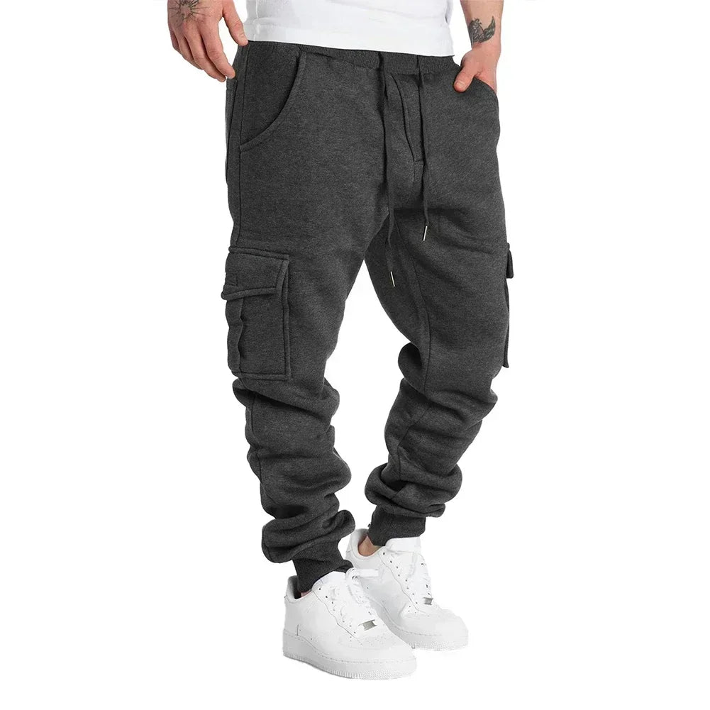 Mens Overalls Loose Joggers Workout Cargo Pants Sweatpants Active Sports Trousers Drawstring Multi Pocket Men's Casual Pants