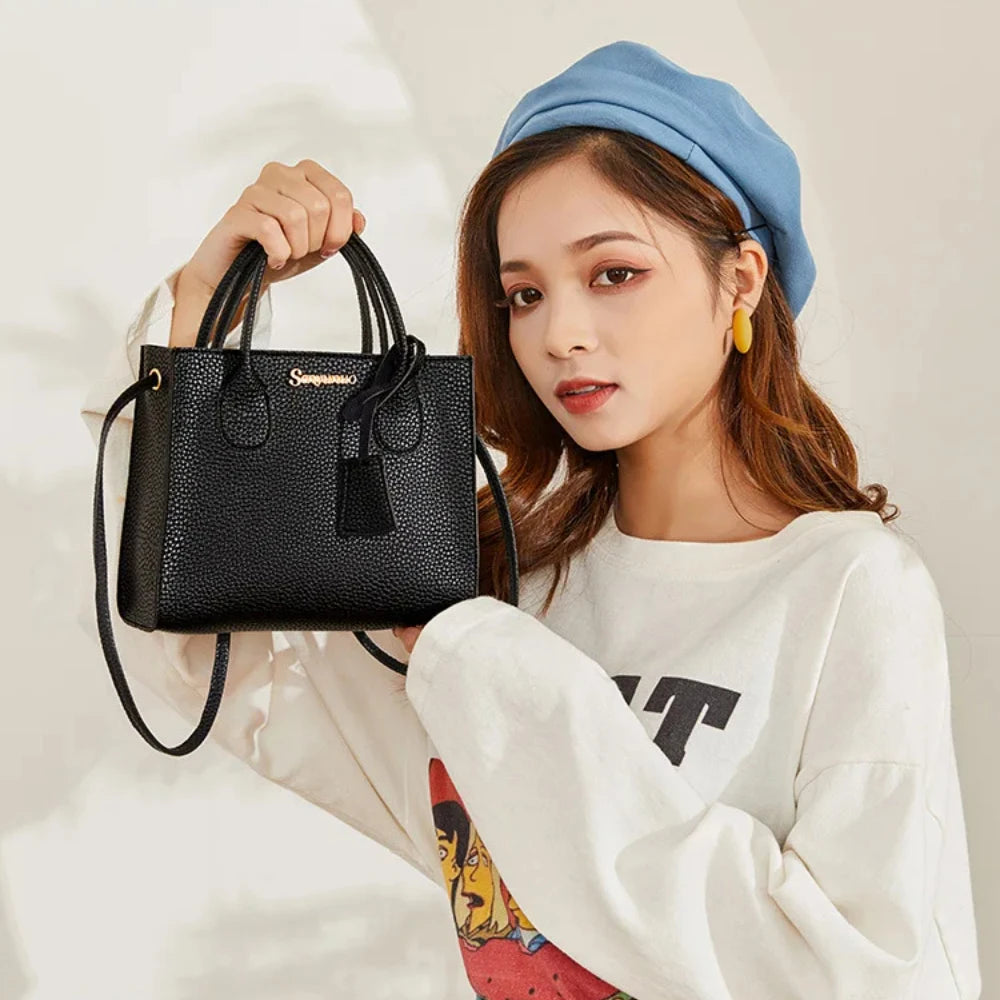 Crossbody Bag Women Handbag Lychee Pattern Faux Leather Golden Letter Charm Rectangle Mobile Phone Shoulder Bag Purse Tote Bag