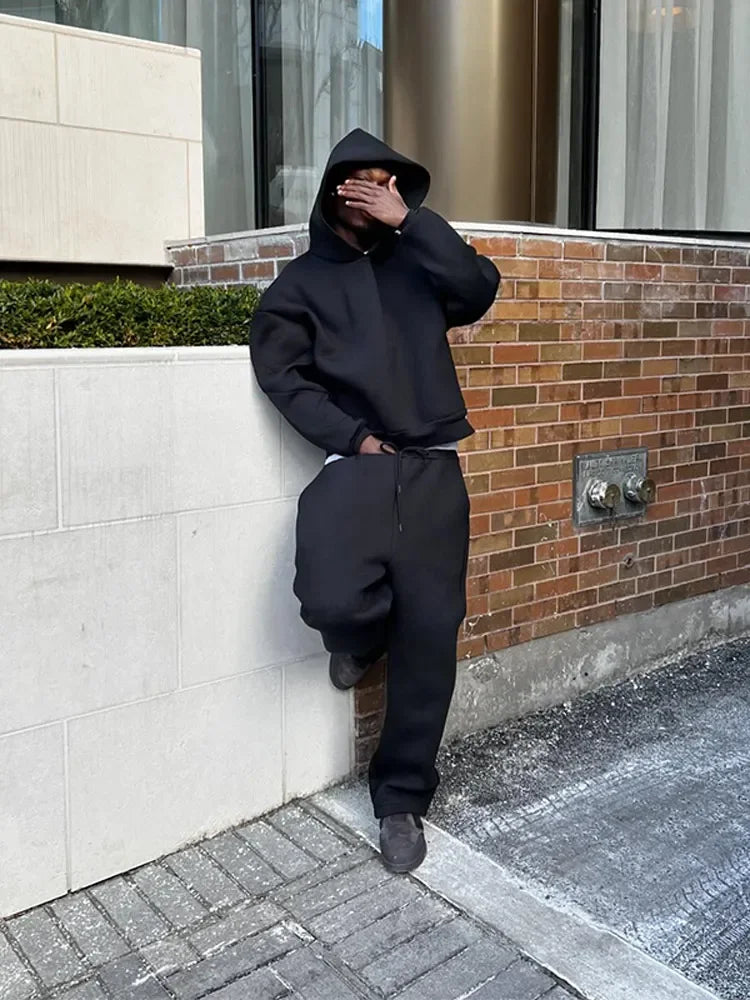 Autumn Men's Solid Color Hoodie And Pants Fashionable New Casual Sports Two-piece 2024 Male Hot Sale Hip Hop Loose Streetwear