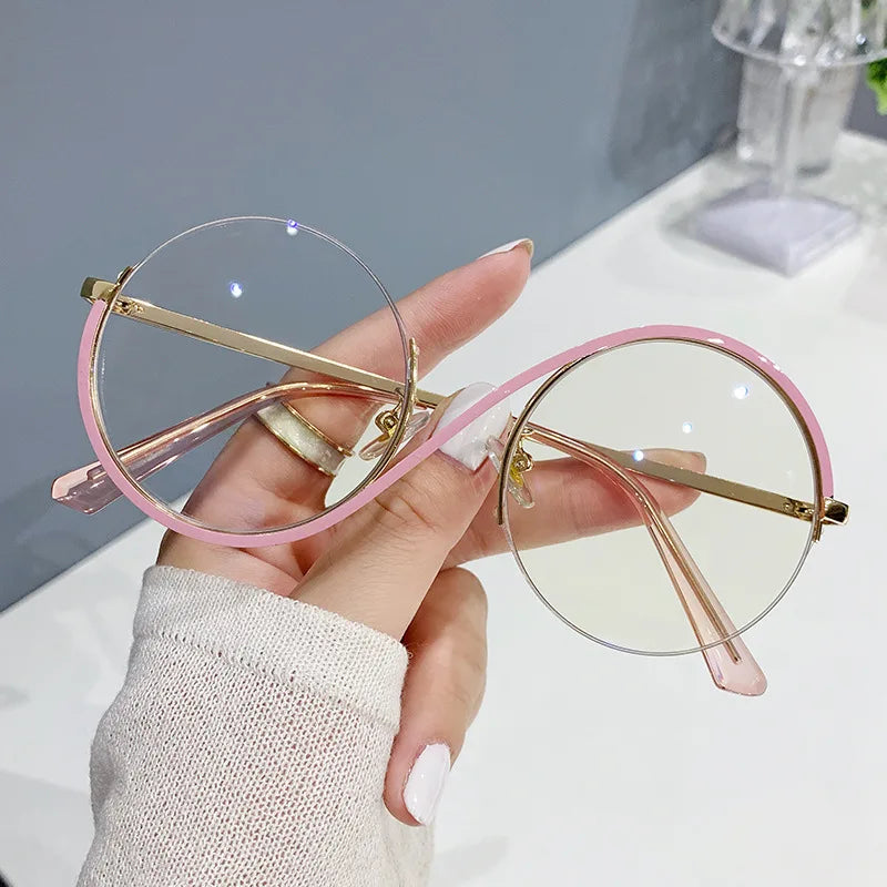 New Half Frame Metal Frame Circular Sunglasses Man Fashion Sun Glasses Women's Luxury Brand Designer Eyewear UV400 Oculos De Sol