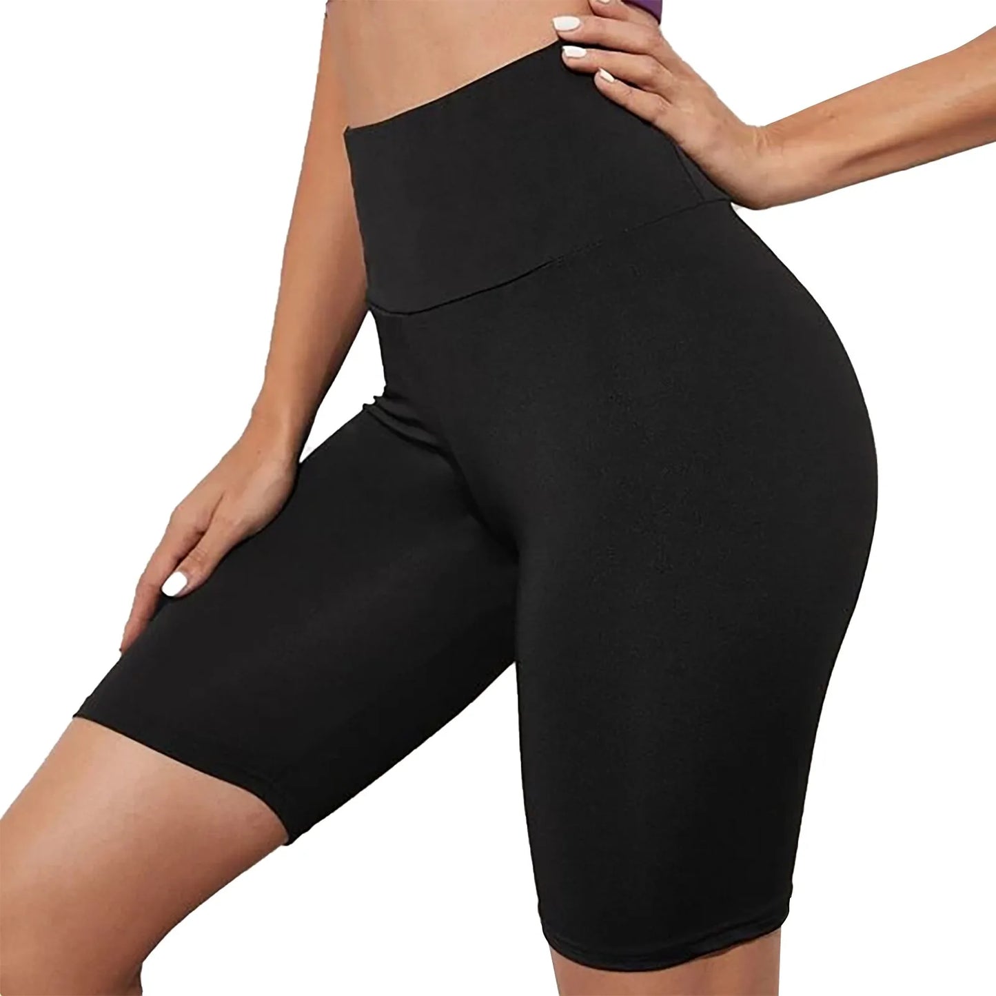 Women's Solid Color Hip Lift Short Pants Fashion Fitness High Waisted Sport Running Leggings Yoga Pants Shorts