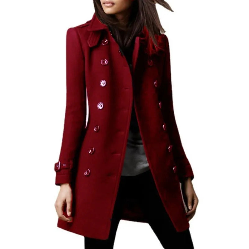 Autumn Winter Turn-down Neck Woolen Jacket Coat Women Fashion Black Long Sleeve Double Breasted Loose Wool Coats Streetwear