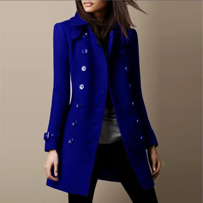 Autumn Winter Turn-down Neck Woolen Jacket Coat Women Fashion Black Long Sleeve Double Breasted Loose Wool Coats Streetwear