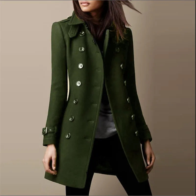 Autumn Winter Turn-down Neck Woolen Jacket Coat Women Fashion Black Long Sleeve Double Breasted Loose Wool Coats Streetwear