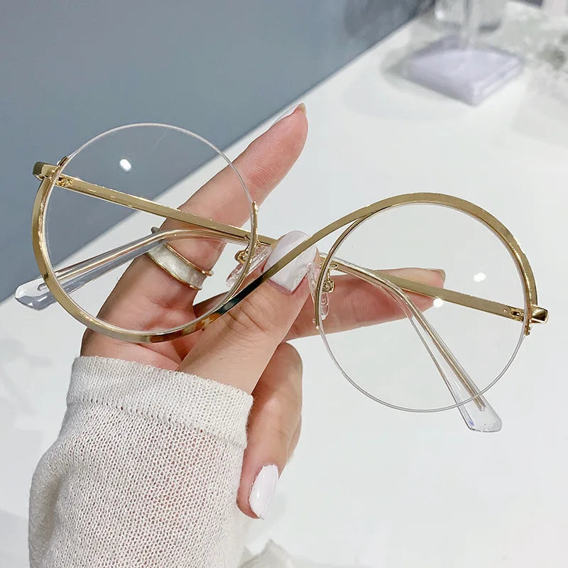 New Half Frame Metal Frame Circular Sunglasses Man Fashion Sun Glasses Women's Luxury Brand Designer Eyewear UV400 Oculos De Sol