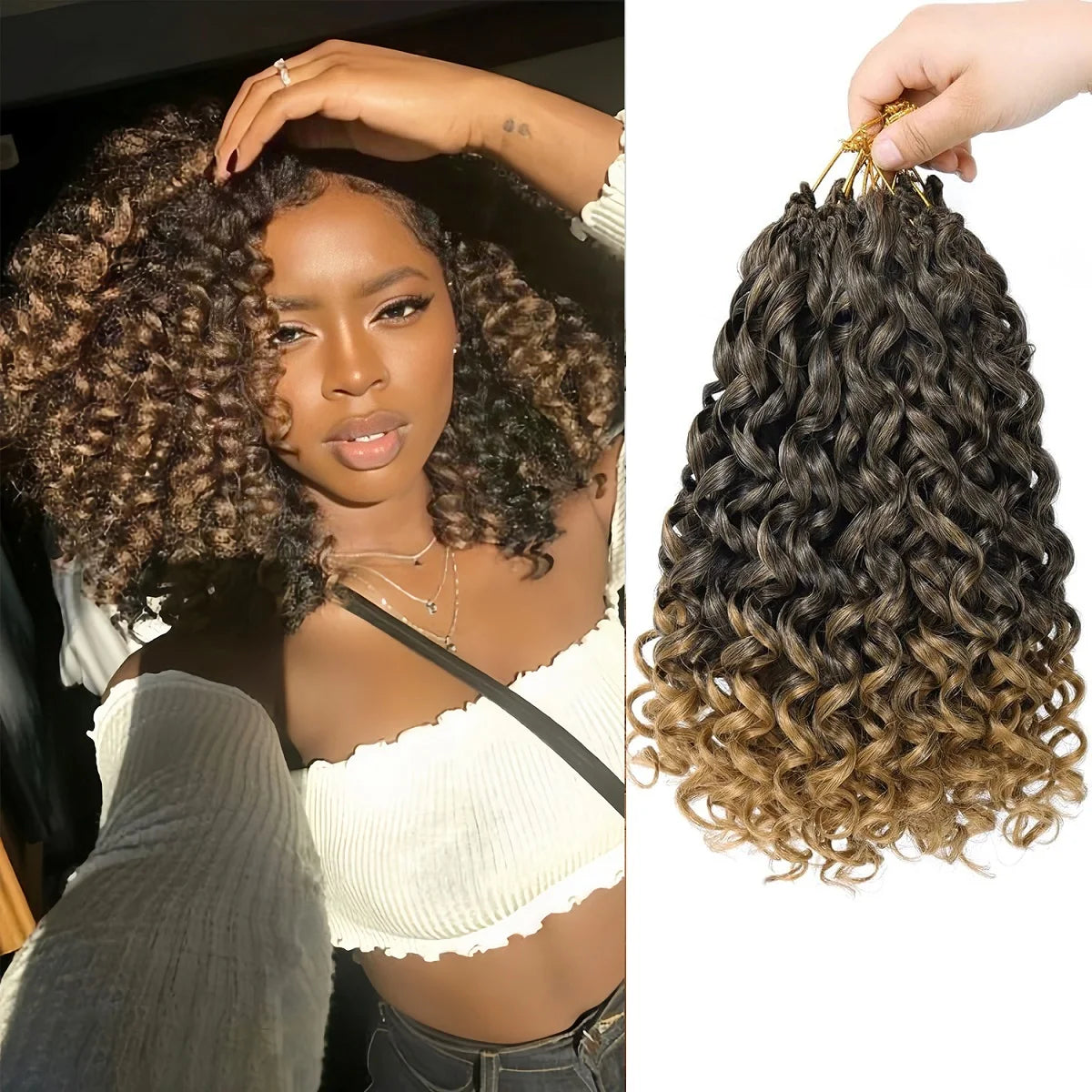 7 Packs GoGo Short Curl Crochet Hair 12 Inch for Women Beach Water Wave Deep Twist Synthetic Braiding Extensions(55g/pack,7pacs)