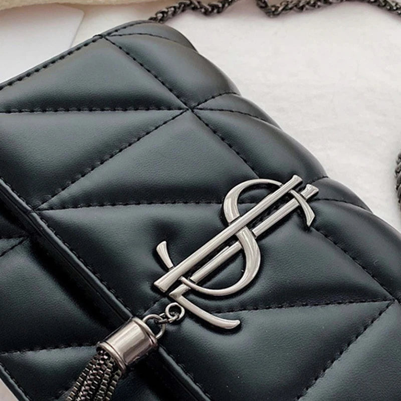 Luxury Brand Handbag Fashion Simple Tassel Square Bag Girl Leather Women 2024 Designer Handbags Lock Shoulder Messenger Bags