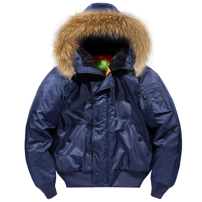 Fur Collar Winter Jackets Men Padding Thick with Hat Coat Bomber Jacket Man Short Clothing Streetwear Parka