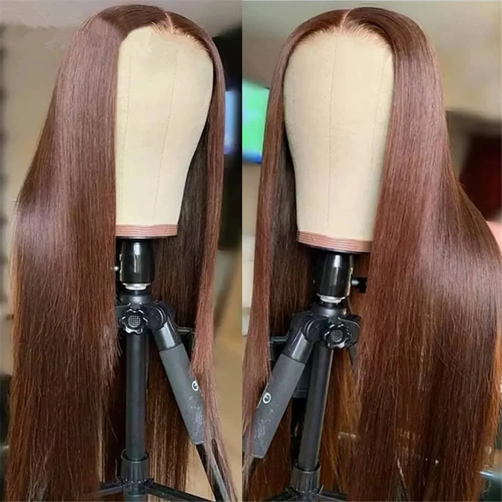 Chocolate Brown Lace Front Human Hair Wigs Pre Plucked Dark Brown Bone Straight 13x4 13x6 HD Lace frontal Wig On Sale Clearance