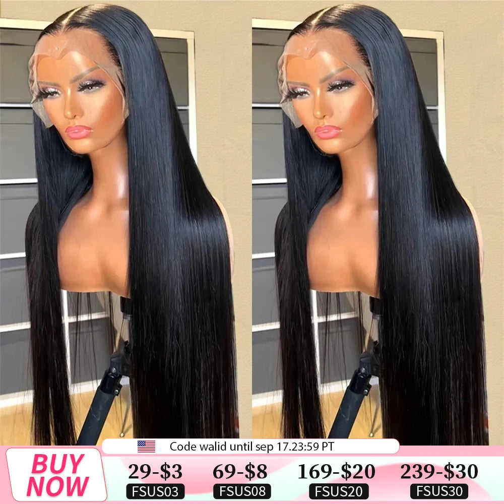 30Inch Lace Front Wig Brazilian Bone Straight Human Hair Wig Transparent 13X4 13X6 Lace Frontal Wig 360 Full Lace Wigs For Women