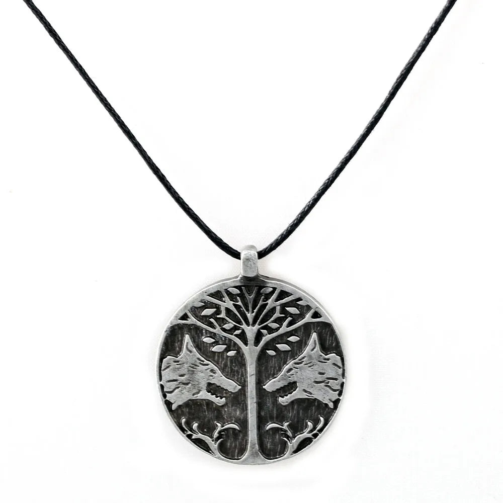 Destiny Peace Tree Necklace Viking Couple Wolf Necklaces
