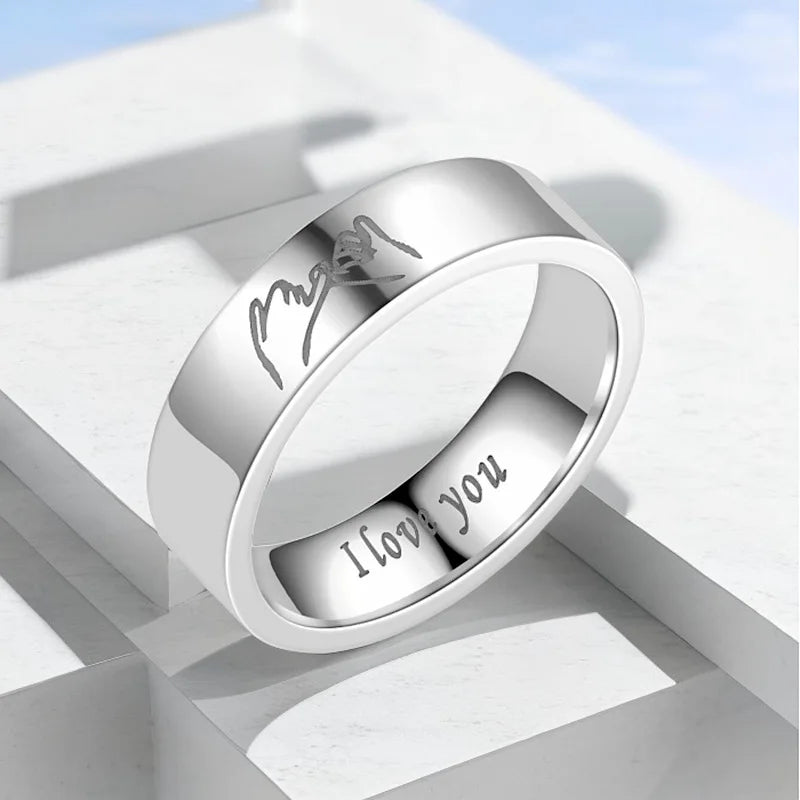 Fashion Titanium Steel Couple Rings With Letters I LOVE YOU Inside Jewelry Gifts For Love Couples Black And White Two Styles