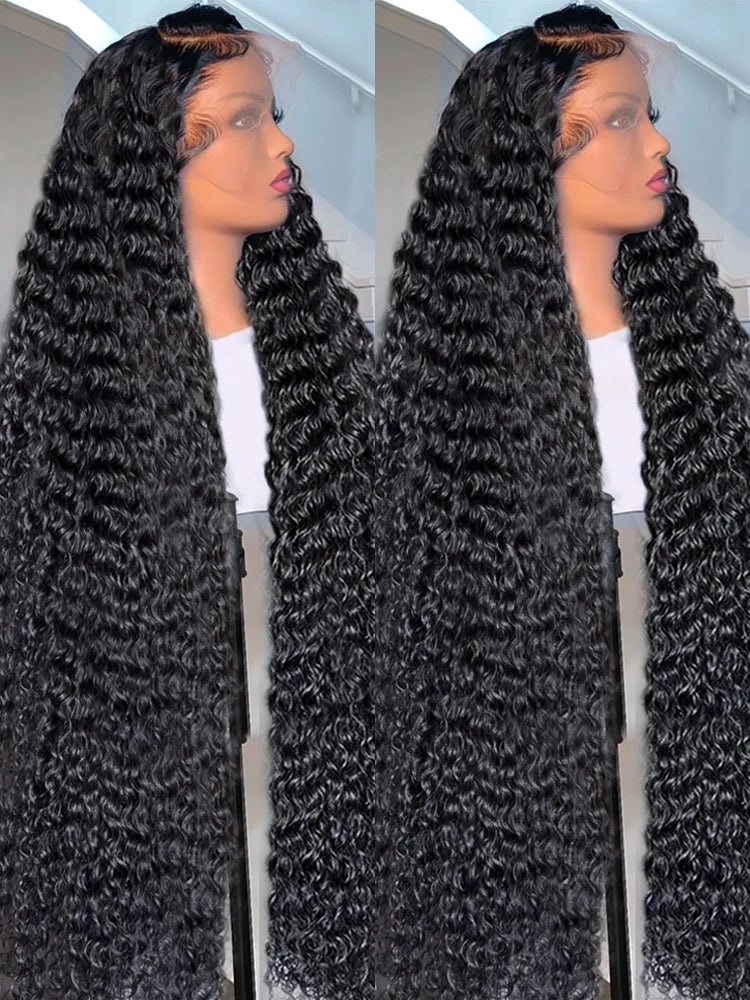 40 46Inch Curly Wigs For Women Loose Deep Wave Frontal Wig Full 13x4 13x6 HD Lace Frontal Human Hair Wig Water Wave 250% CEXXY