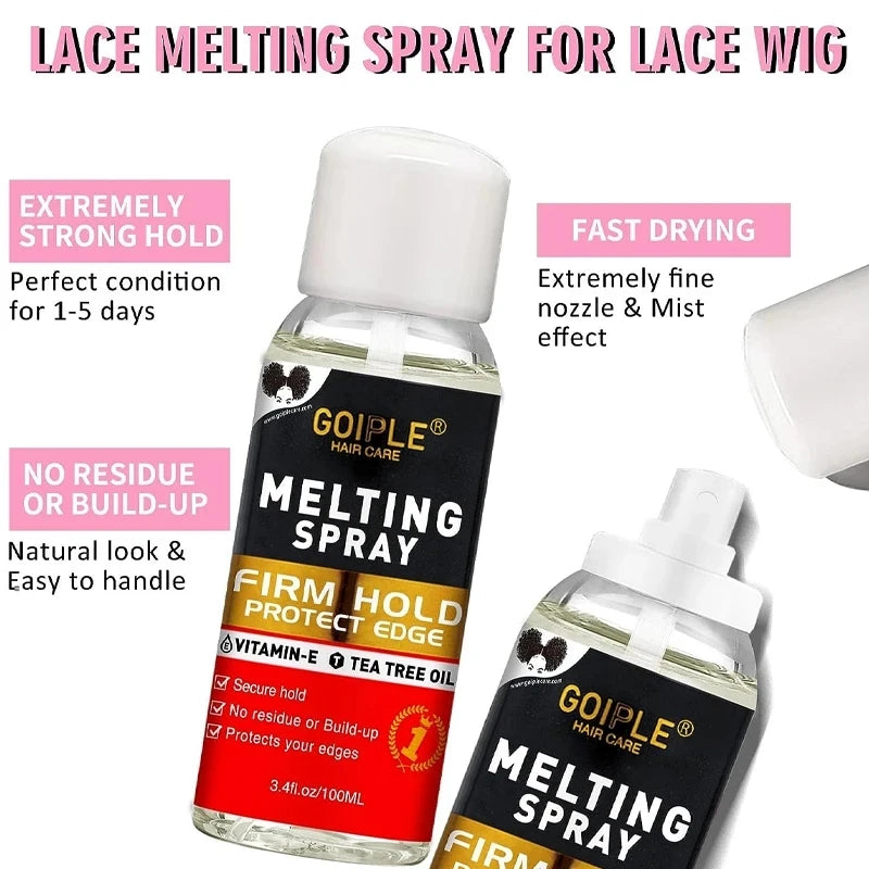 GOIPLE Melting Spray Glue for Lace Front Wig Tint Mousse Foam Waterproof Hair Extension Bond Adhesive Wax Stick Edge Control Gel