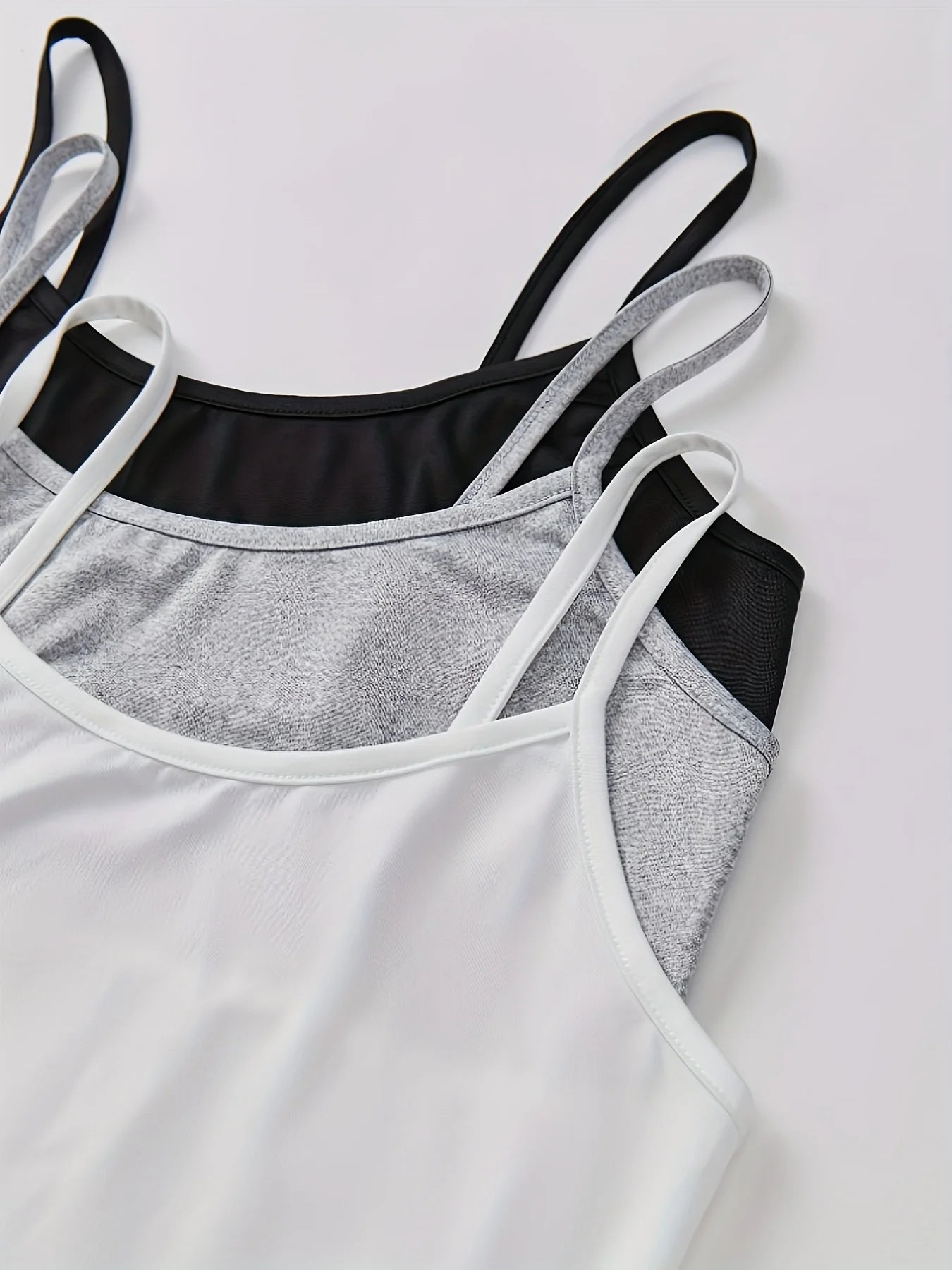 3 Pack Solid Color Cami Top Versatile Slim Backless Spaghetti strap Top For Summer Women's Clothing