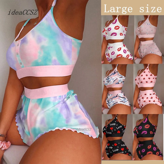 Y2K 2 Piece Short Sets Summer Outfits For Women 2023 Tank Crop Top Matching Suit Pants Night Club Party Sport Tracksuit Big Size