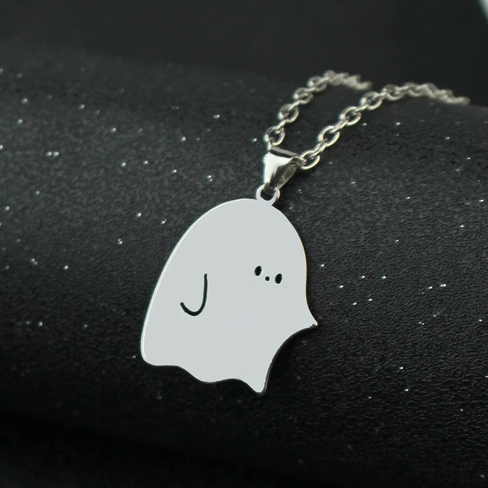 2pcs Cartoon Ghost Hug Necklace Friendship Couple Pendant Necklaces for Fashion Women Men Best Friend Cute Necklaces Jewelry Gif
