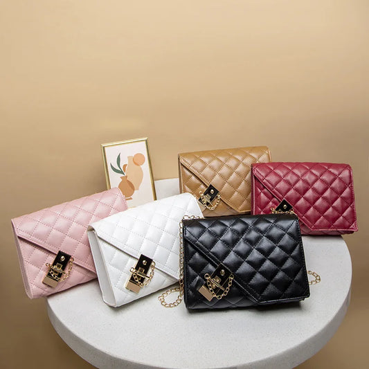New  Women's One Shoulder Oblique Cross Small Square Bag with Missing Corner Style  Women's Bag Diamond Latch Buckle Women's Bag