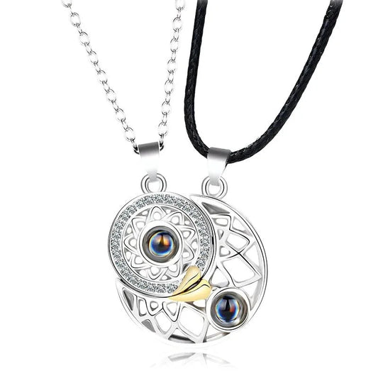 Korean Fashion Magnetic Couple Necklace Sun And Moon Pendant For Lovers Gothic For Men Women Creative Trend Party Gift Jewelry