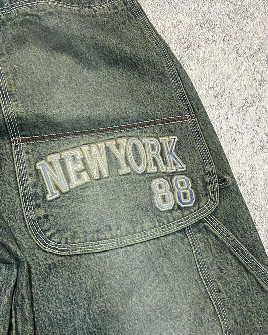 Classic Vintage Straight PantsY2k Baggy Letter Print Women Jeans High Street Casual Trousers Punk Style Wide Leg Pants Gothic