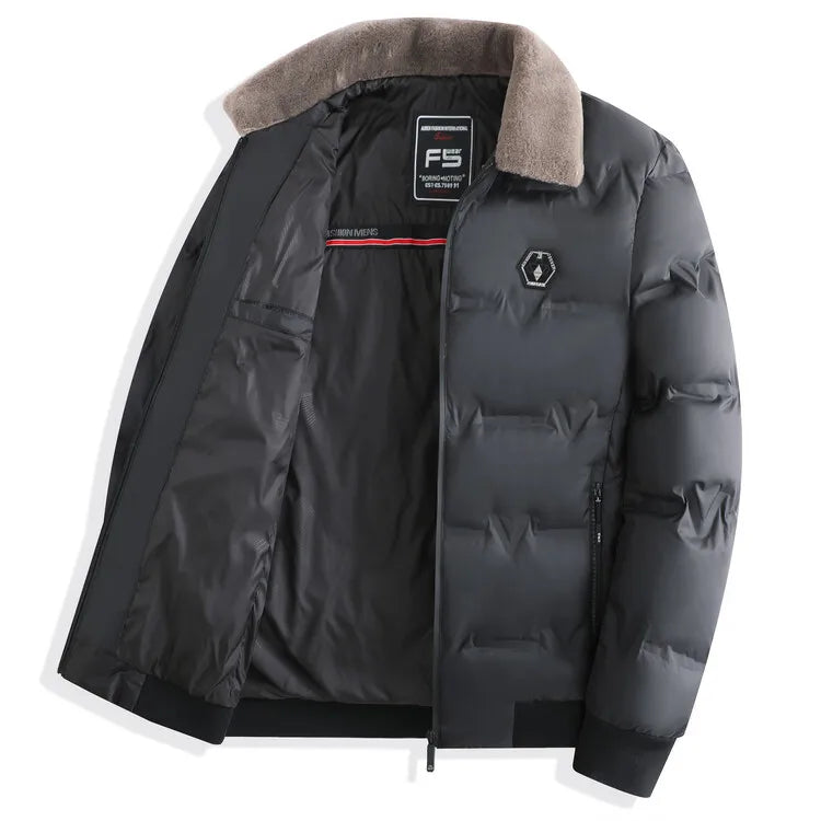 2023 Winter Coat Men's Thickened Cotton Jacket Velvet Collar Short Cotton Jacket with Windproof and Warm Design Parkas