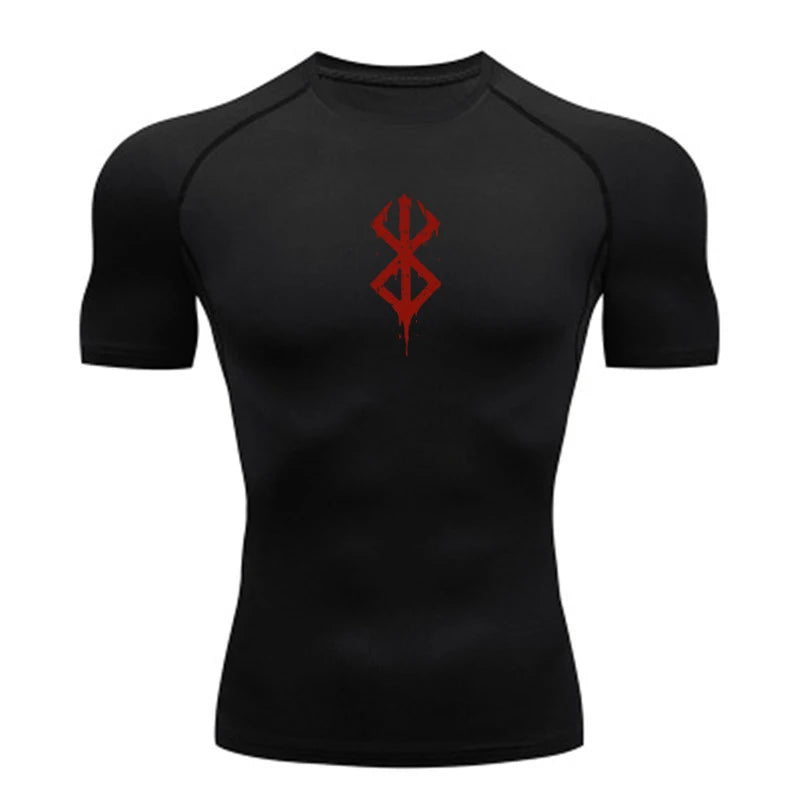 Summer Running T-Shirt Men Short Sleeve Compression Shirt Gym Sports Top White & Black Quick Dry Breathable MMA Fitness Clothing