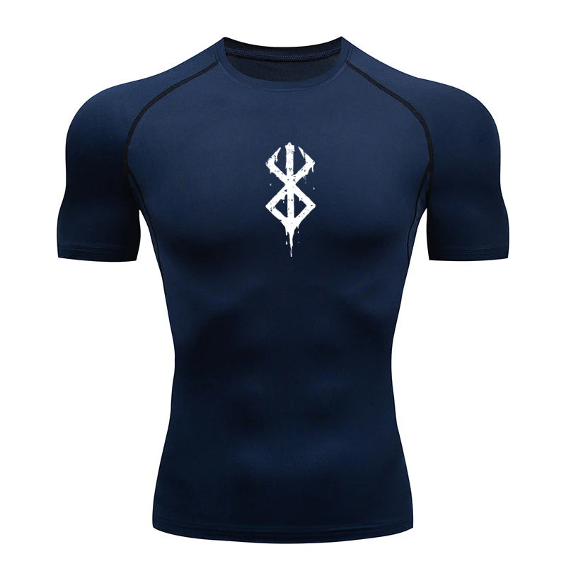 Summer Running T-Shirt Men Short Sleeve Compression Shirt Gym Sports Top White & Black Quick Dry Breathable MMA Fitness Clothing