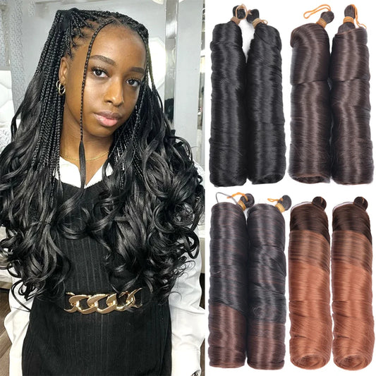 16-24 inches Synthetic French Curly Crochet Braiding Hair Loose Wave Ombre Hair for Women Spiral Pre Stretched Hair Extensions